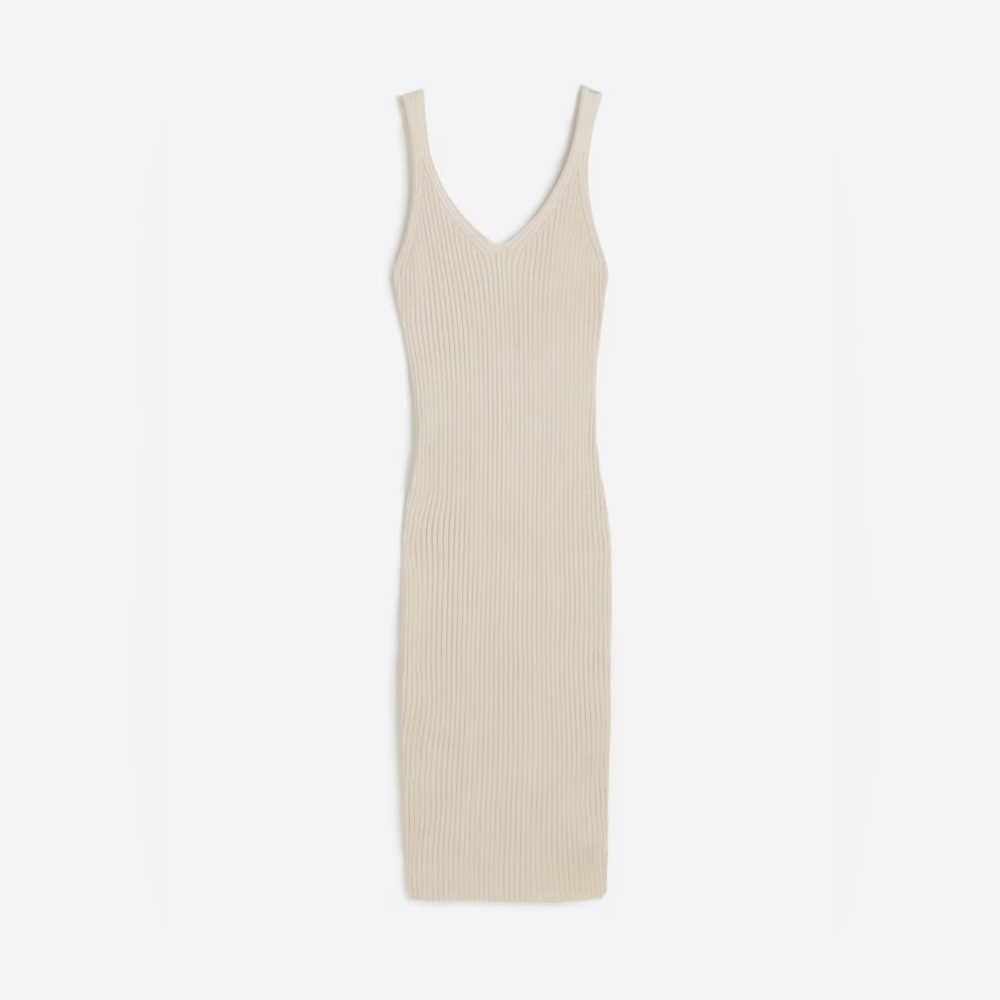 Wilfred Cream Ribbed Midi Dress